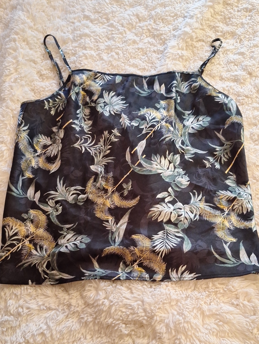 Victoria's Secret Black Tropical Leaf Print Cami Size S/P/CH